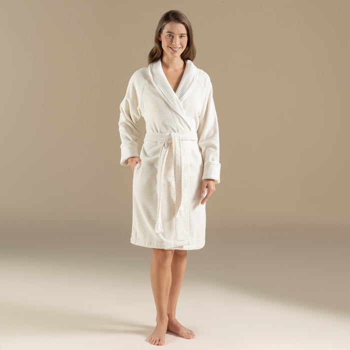 Eva Cotton Unısex Bathrobe Ecru