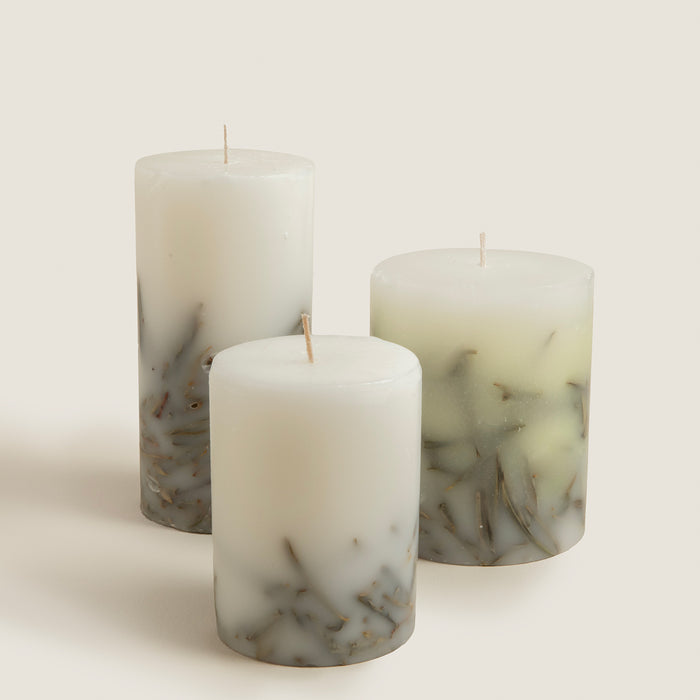 Leaf Decor Candle 10x20 cm Cream