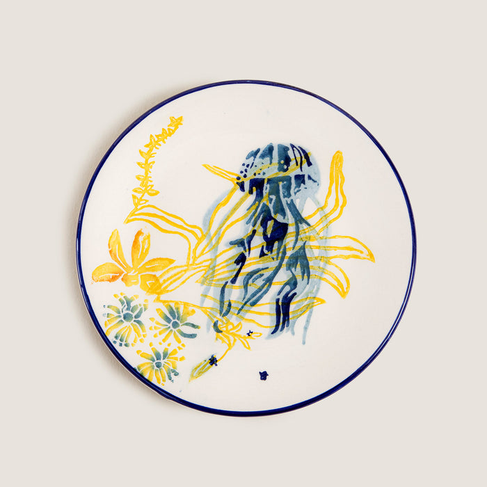 Chios Octopus Dessert Plate 19 Cm Blue/White