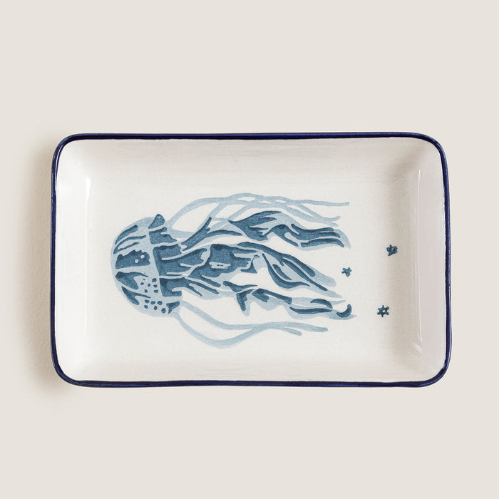 Chios Octupus Serving Plate 18,5x11,5 Cm Blue/White