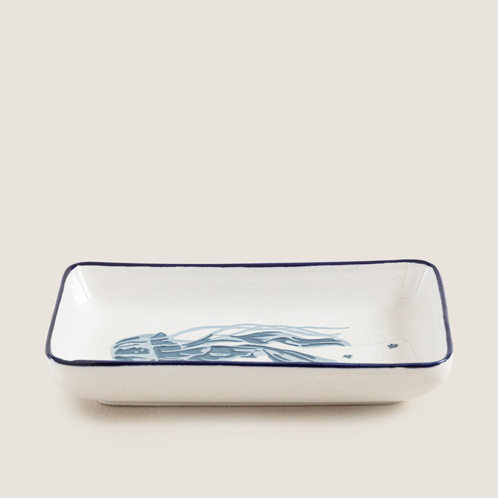 Chios Octupus Serving Plate 18,5x11,5 Cm Blue/White