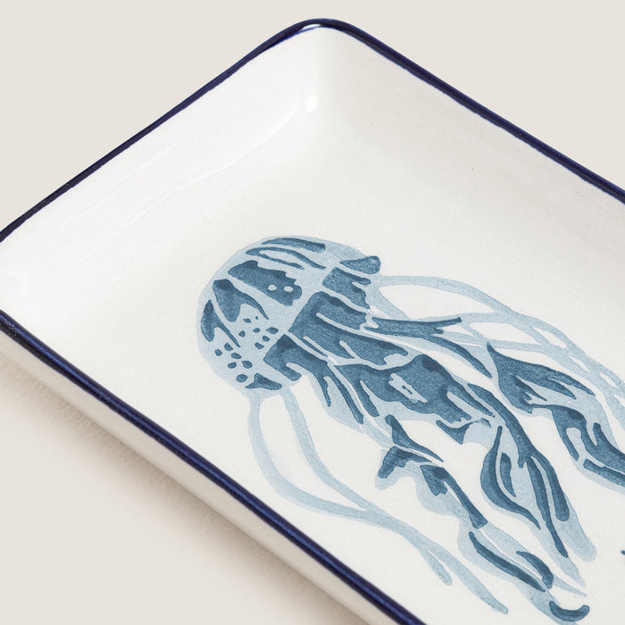 Chios Octupus Serving Plate 18,5x11,5 Cm Blue/White