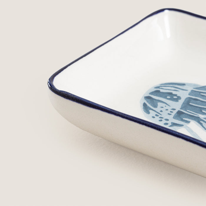 Chios Octupus Serving Plate 18,5x11,5 Cm Blue/White