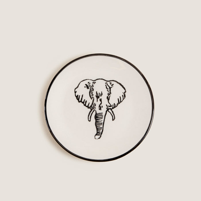 Sisam Elephant Mini Desert Plate 15 Cm BLACK/WHITE