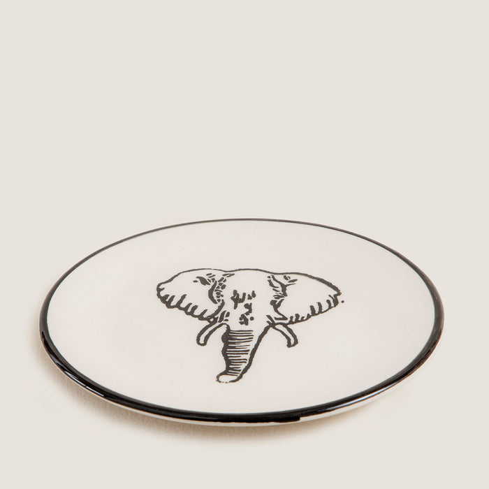 Sisam Elephant Mini Desert Plate 15 Cm BLACK/WHITE