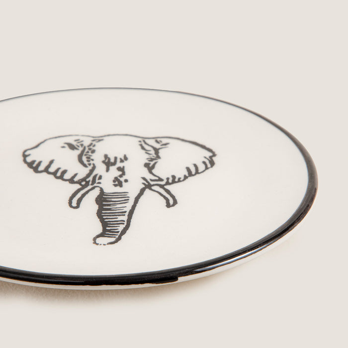 Sisam Elephant Mini Desert Plate 15 Cm BLACK/WHITE