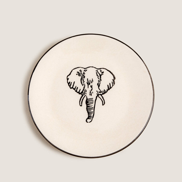 Sisam Elephant Dessert Plate 19 Cm BLACK/WHITE