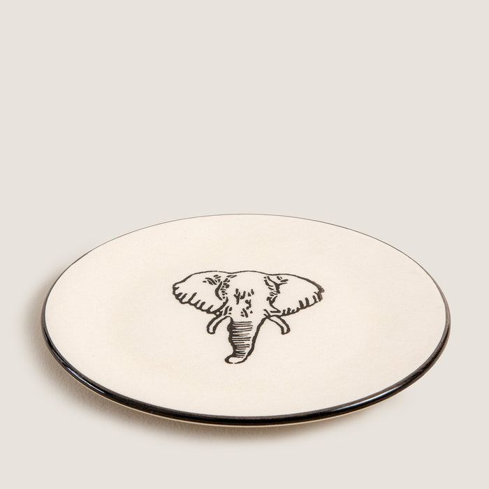 Sisam Elephant Dessert Plate 19 Cm BLACK/WHITE