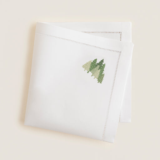 Tress Emroıdered Napkın 40x40 Cm White