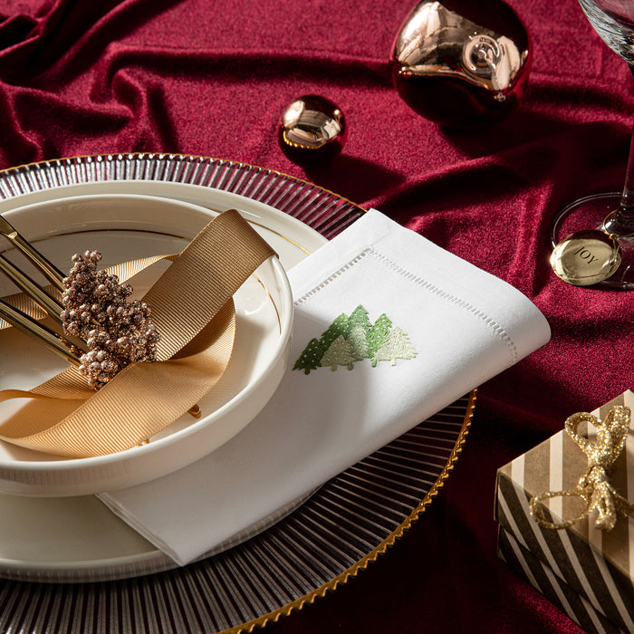 Tress Emroıdered Napkın 40x40 Cm White