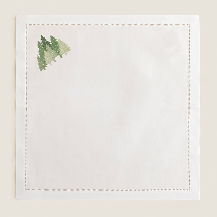 Tress Emroıdered Napkın 40x40 Cm White