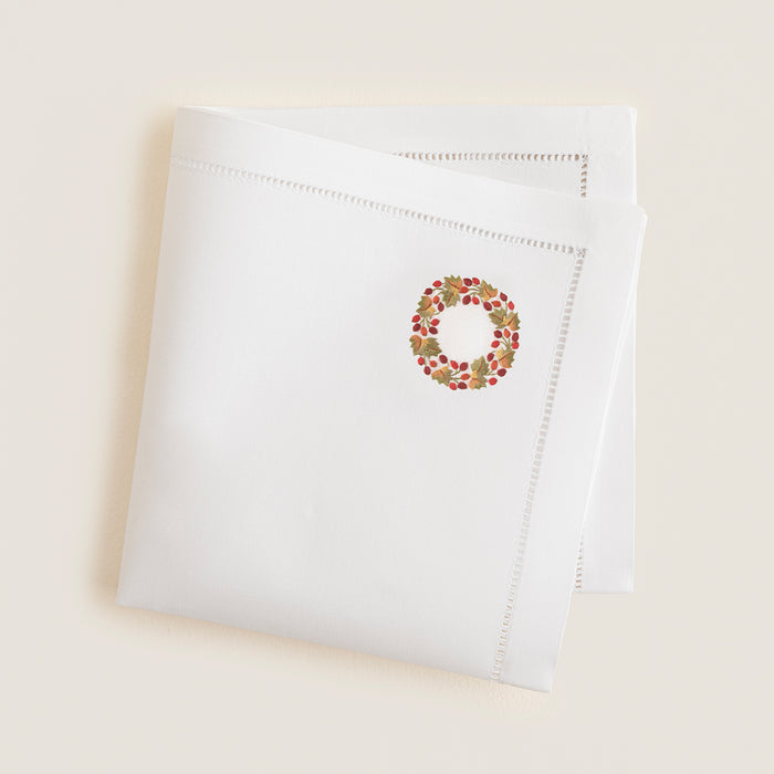 Holly Emroıdered Napkın 40x40 Cm White