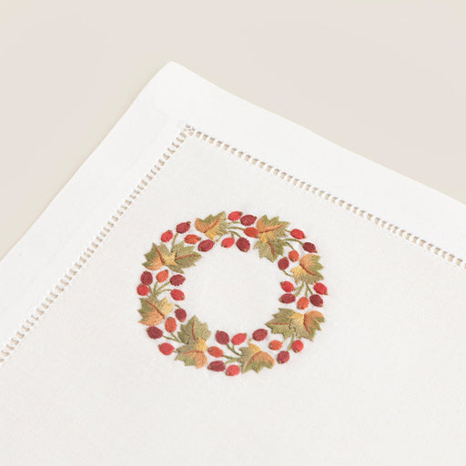 Holly Emroıdered Napkın 40x40 Cm White