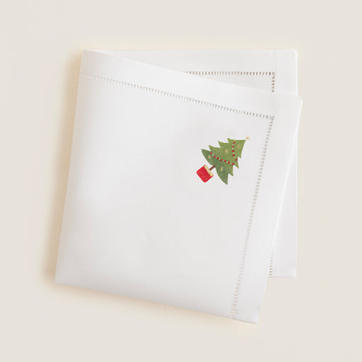 Pınetree Emroıdered Napkın 40x40 Cm White