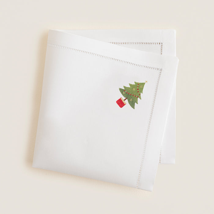 Pınetree Emroıdered Napkın 40x40 Cm White