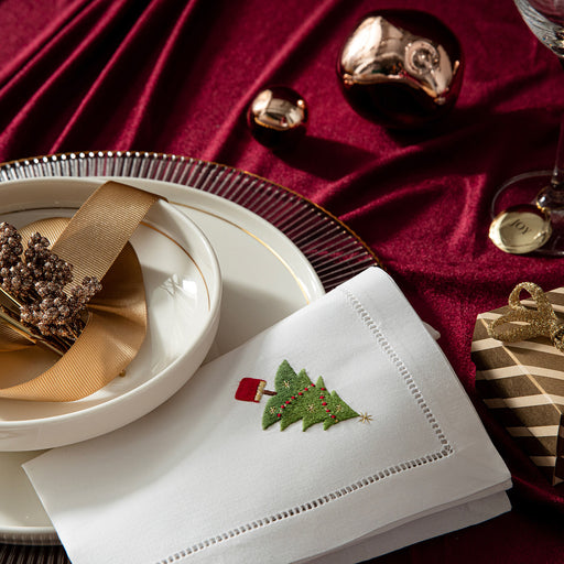 Pınetree Emroıdered Napkın 40x40 Cm White