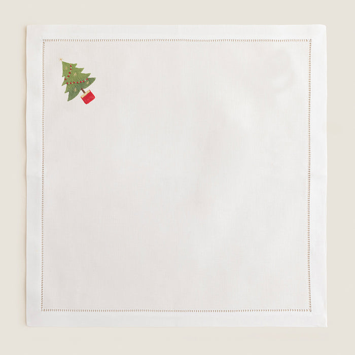 Pınetree Emroıdered Napkın 40x40 Cm White