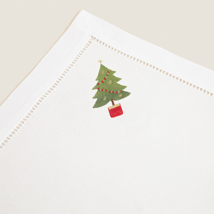 Pınetree Emroıdered Napkın 40x40 Cm White