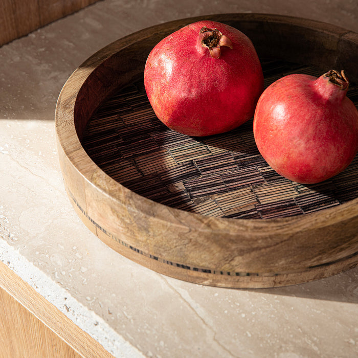 Sanian Tray 29 Cm Natural/Navy Blue
