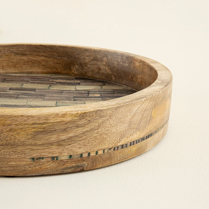 Sanian Tray 29 Cm Natural/Navy Blue