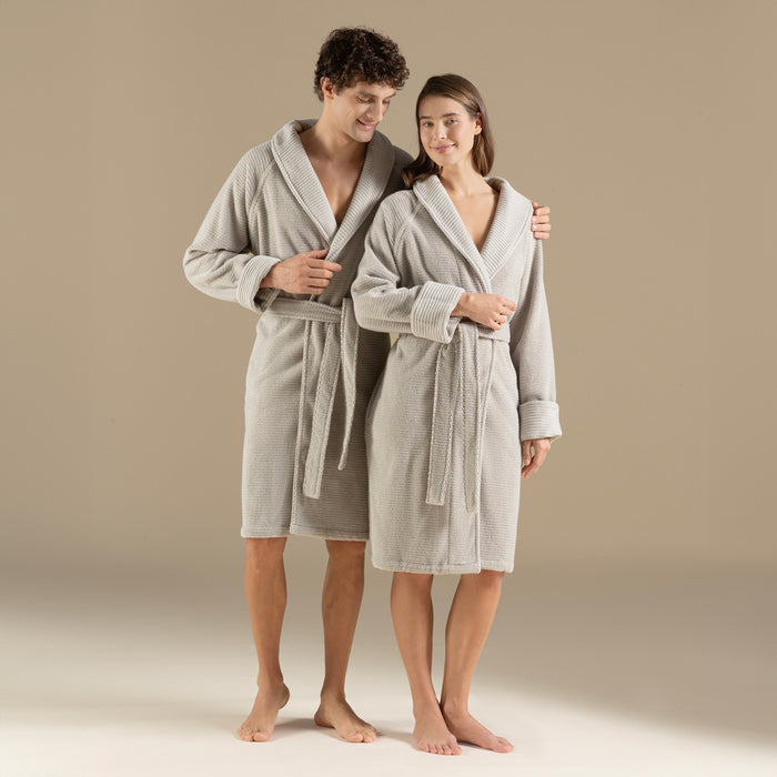 Eva Cotton Unısex Bathrobe Light Grey