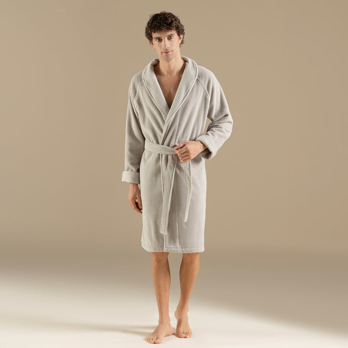 Eva Cotton Unısex Bathrobe Light Grey
