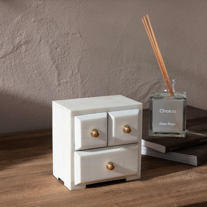 Chalky Decorative Box 3 Drawer Cream