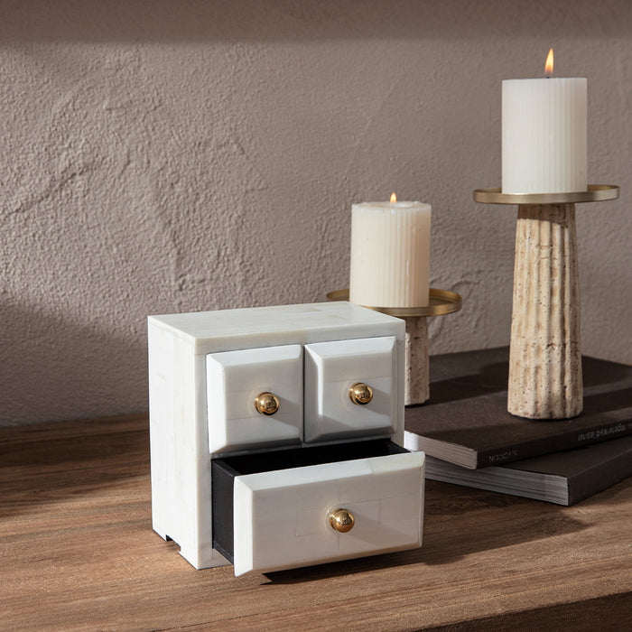 Chalky Decorative Box 3 Drawer Cream