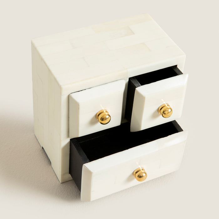Chalky Decorative Box 3 Drawer Cream