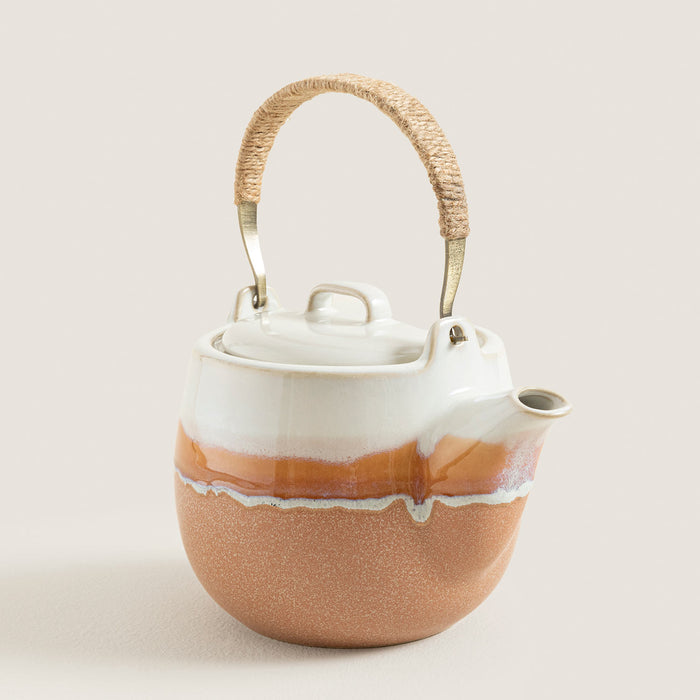 Hotan Teapot Bej/Ekru/Çizgili