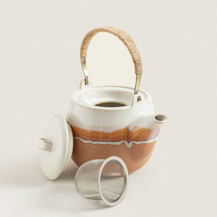 Hotan Teapot Bej/Ekru/Çizgili