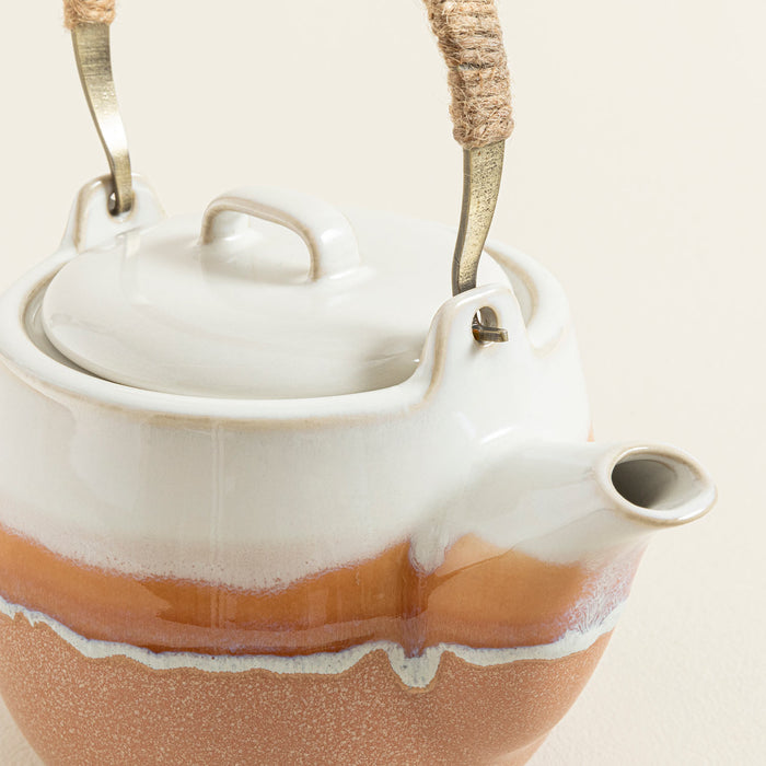 Hotan Teapot Bej/Ekru/Çizgili