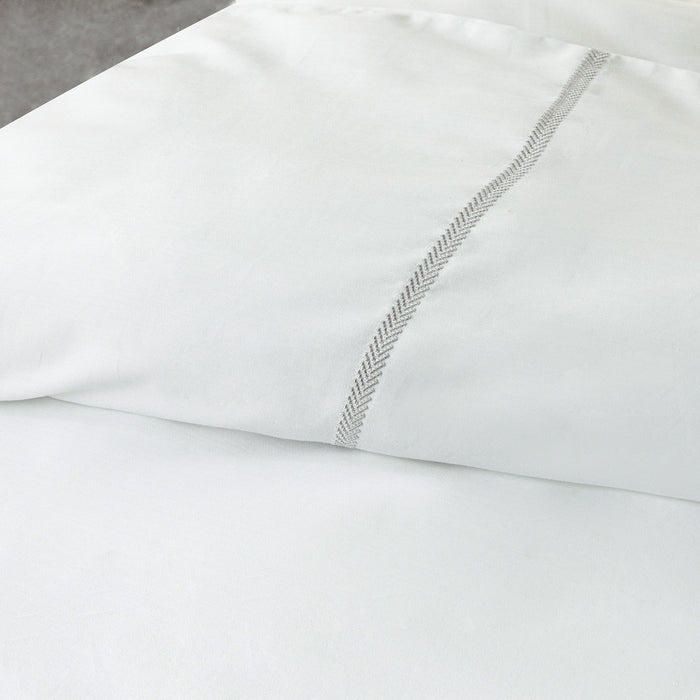 Herrıngbone Duvet Cover Set 200x220 Cm White