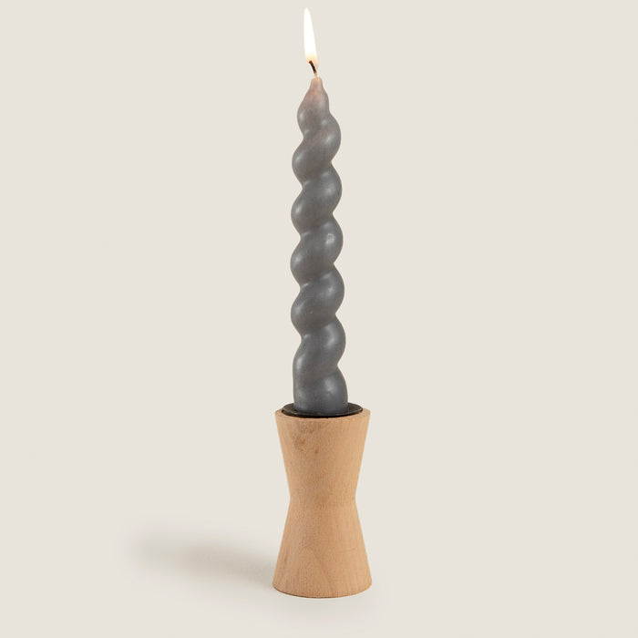 Stonly Italıan Twısted Candle And Candlestıck Set Lıght Gray ACIK GRI