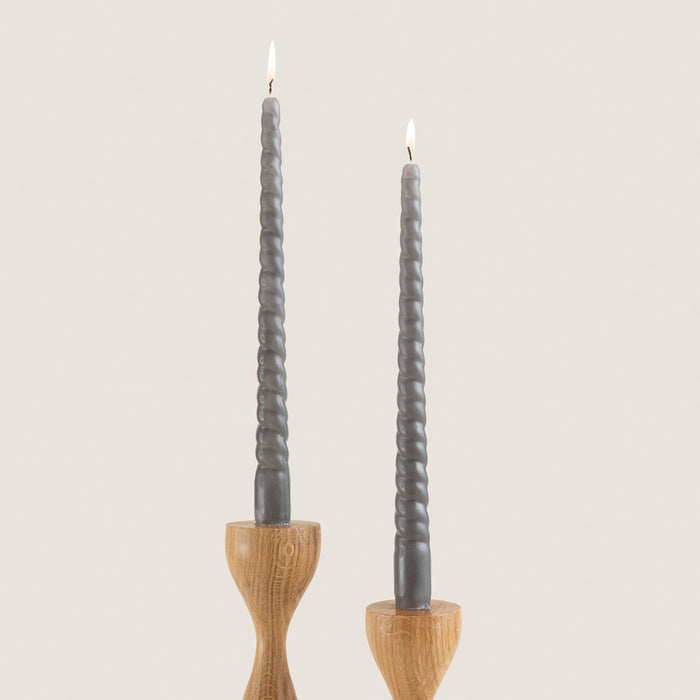 Pack Of 2 Italıan Twısted Candlestıck 30 Cm Lıght Gray ACIK GRI