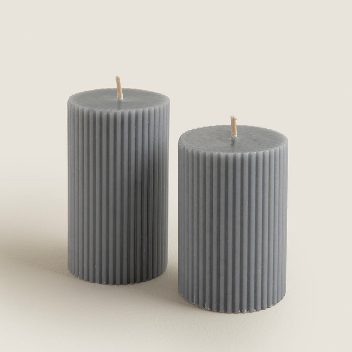 Helen 6X8 Cm Column Candle - Lıght Gray Light Grey