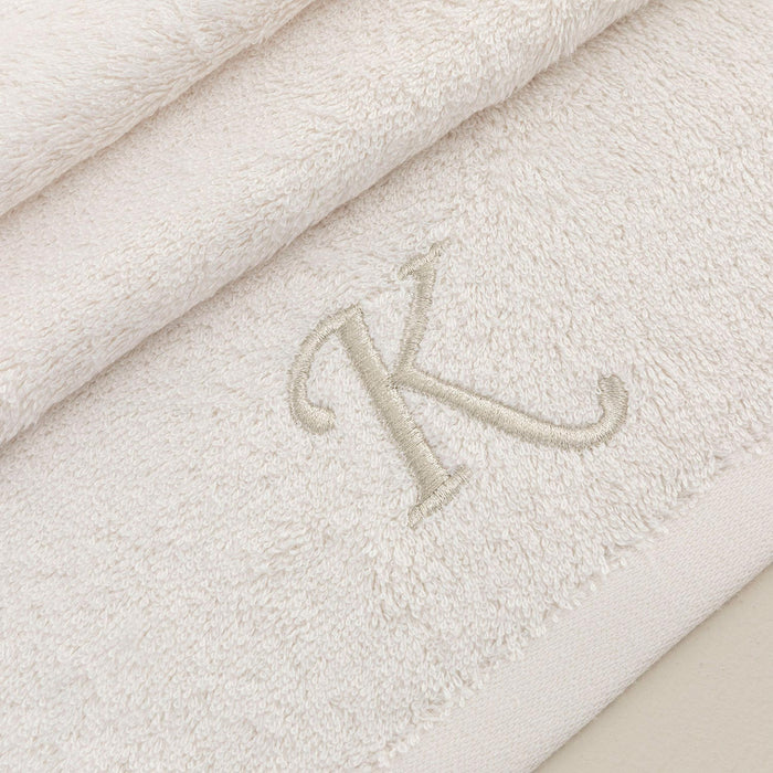 Solid Embroidered Face Towel 50x90 cm (K) Ecru