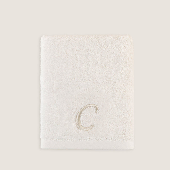 Solid Embroidered Face Towel 50x90 cm (C) Ecru
