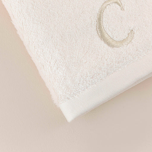 Solid Embroidered Face Towel 50x90 cm (C) Ecru